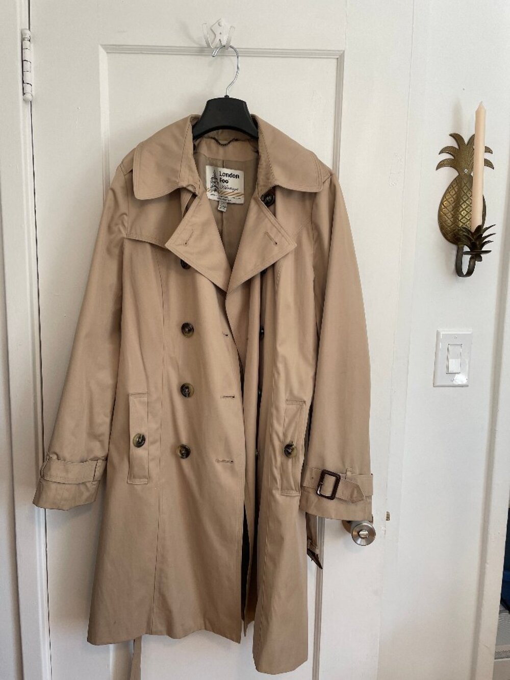 London Fog Belted Trench Coat - Size Large
